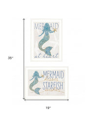 Set Of Two Two Mermaids 2 White Framed Print Wall Art