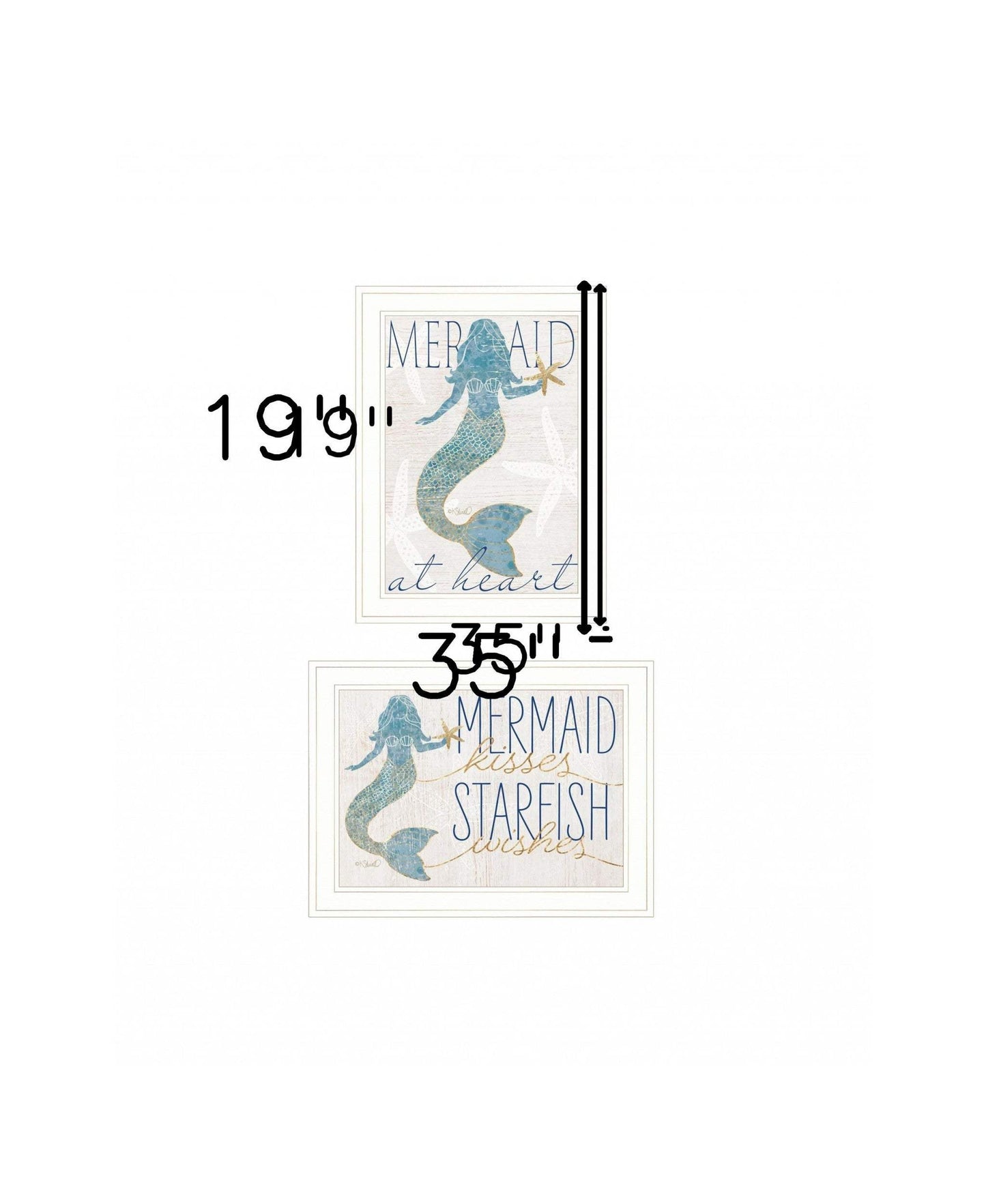 Set Of Two Two Mermaids 2 White Framed Print Wall Art - Homeroots - Flyclothing LLC