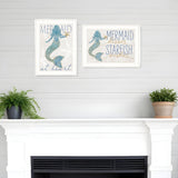 Set Of Two Two Mermaids 2 White Framed Print Wall Art - Homeroots