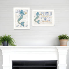 Set Of Two Two Mermaids 2 White Framed Print Wall Art