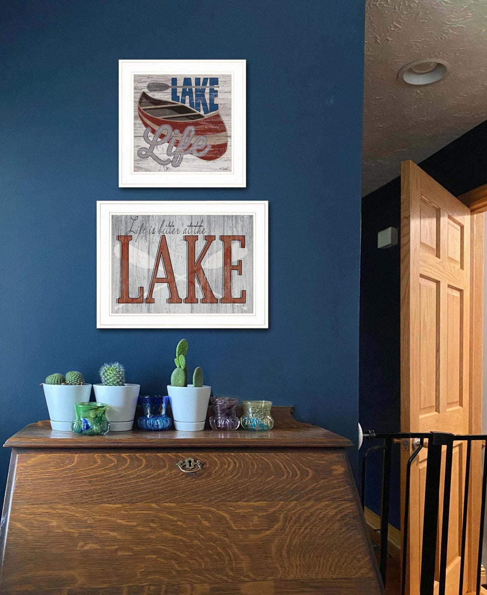 Set Of Two Lake Life is Better 1 White Framed Print Wall Art - Homeroots - Flyclothing LLC