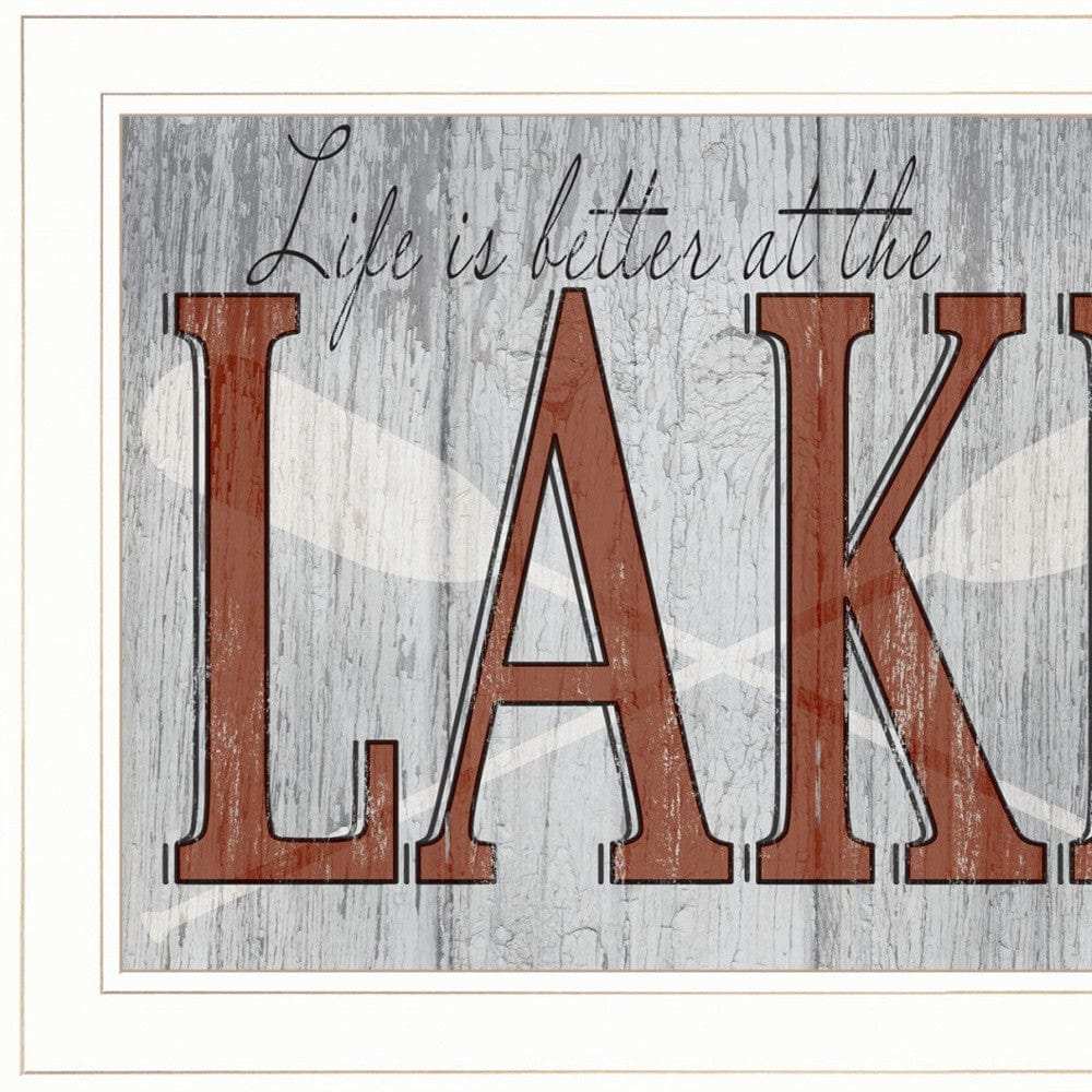 Set Of Two Lake Life is Better 1 White Framed Print Wall Art - Homeroots - Flyclothing LLC