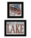 Set Of Two Lake Life is Better 2 Black Framed Print Wall Art - Homeroots