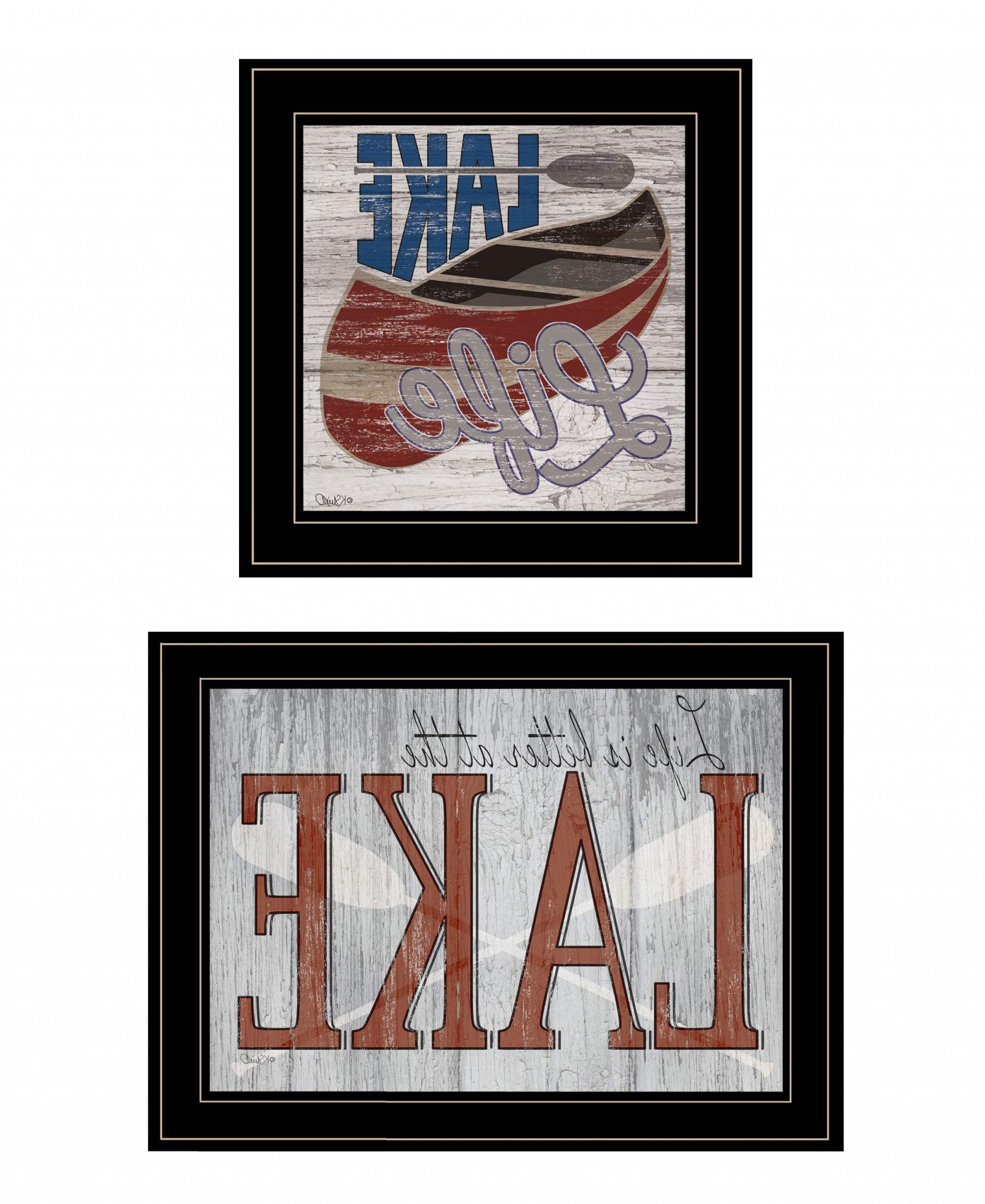 Set Of Two Lake Life is Better 2 Black Framed Print Wall Art - Homeroots - Flyclothing LLC