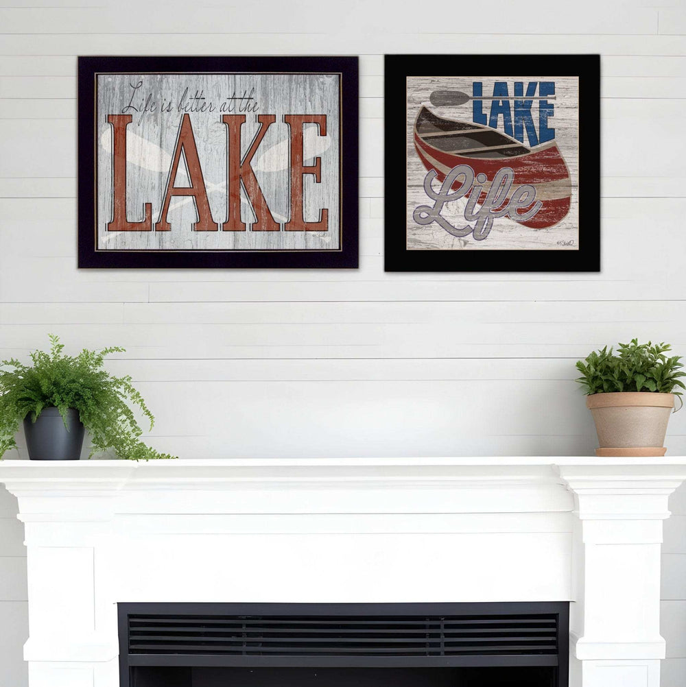 Set Of Two Lake Life is Better 3 Black Framed Print Wall Art - Homeroots - Flyclothing LLC
