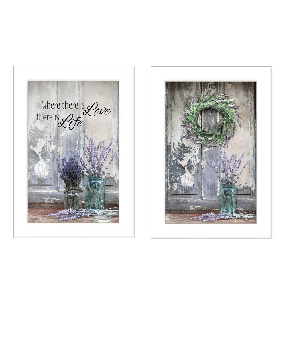 Set Of Two Love and Memories White Framed Print Wall Art - Homeroots - Flyclothing LLC