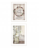 Set Of Two Our Family Blossoms 1 White Framed Print Wall Art - Homeroots - Flyclothing LLC