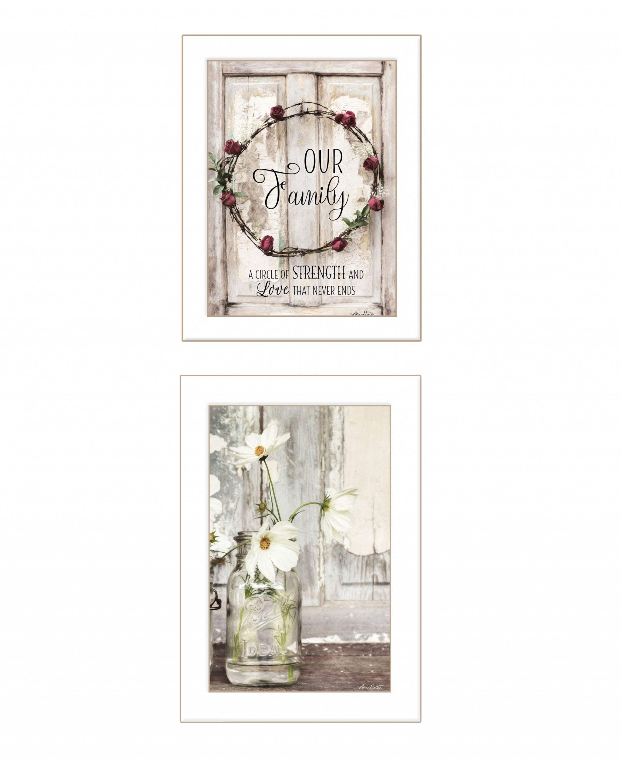 Set Of Two Our Family Blossoms 1 White Framed Print Wall Art - Homeroots - Flyclothing LLC