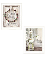 Set Of Two Our Family Blossoms White Framed Print Wall Art - Homeroots - Flyclothing LLC