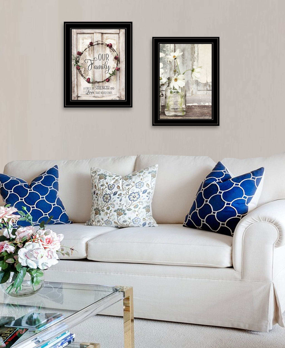 Set Of Two Our Family Blossoms Black Framed Print Wall Art - Homeroots - Flyclothing LLC