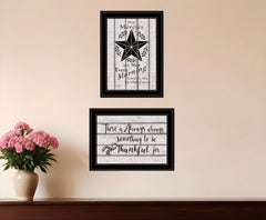 Set Of Two His Mercies and Thankful 2 Black Framed Print Wall Art - Homeroots