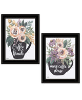 Set Of Two More Coffee Please or Coffee Break Black Framed Print Kitchen Wall Art - Homeroots - Flyclothing LLC