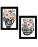 Set Of Two More Coffee Please or Coffee Break Black Framed Print Kitchen Wall Art - Homeroots