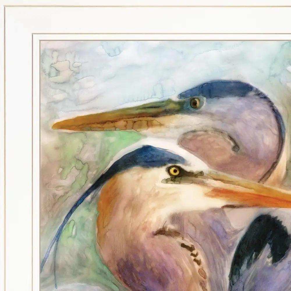 Set Of Two Blue Heron Duet White Framed Print Wall Art - Homeroots - Flyclothing LLC