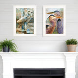 Set Of Two Blue Heron Duet White Framed Print Wall Art - Homeroots - Flyclothing LLC
