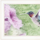 Set Of Two Humming Bird 1 and 2 White Framed Print Wall Art - Homeroots