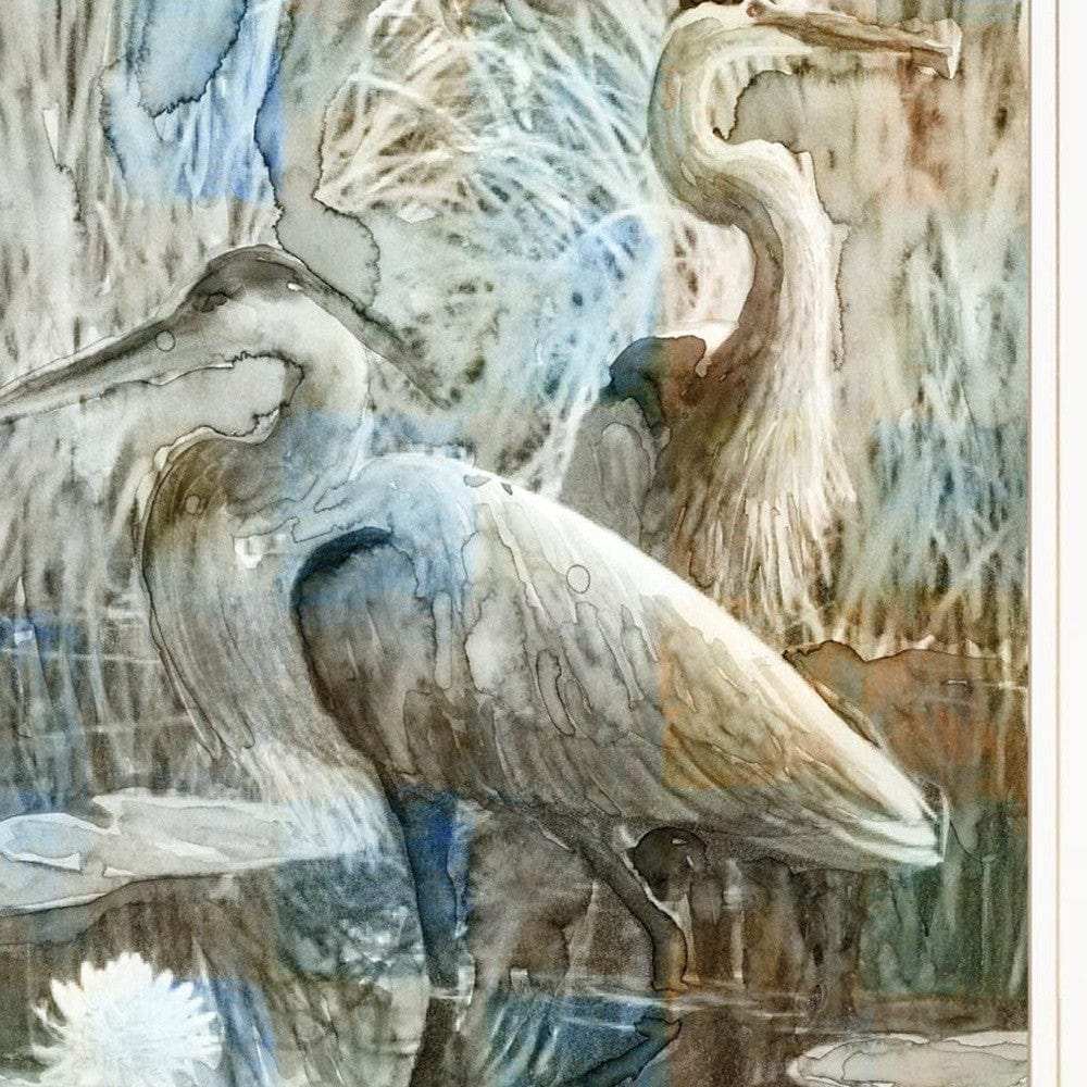 Set Of Two Marsh Herons I and Sea II White Framed Print Wall Art - Homeroots - Flyclothing LLC