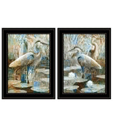 Set Of Two Marsh Herons I and Sea II Black Framed Print Wall Art - Homeroots - Flyclothing LLC