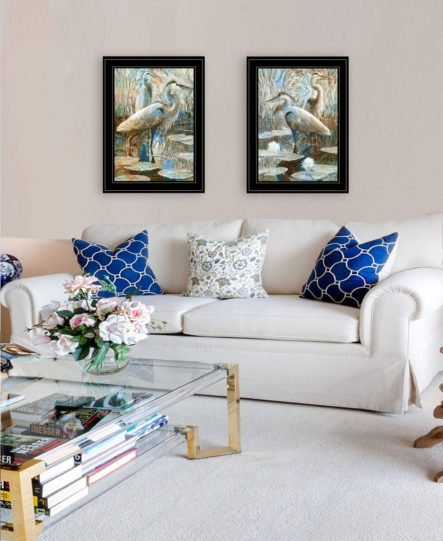 Set Of Two Marsh Herons I and Sea II Black Framed Print Wall Art - Homeroots - Flyclothing LLC