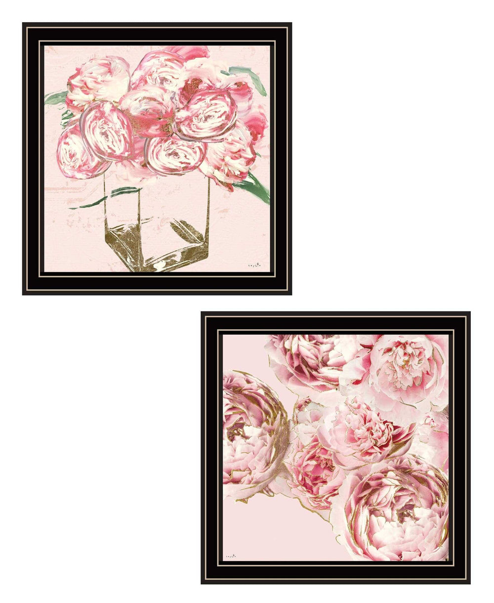 Set Of Two The Peonies 1 Black Framed Print Wall Art - Homeroots - Flyclothing LLC