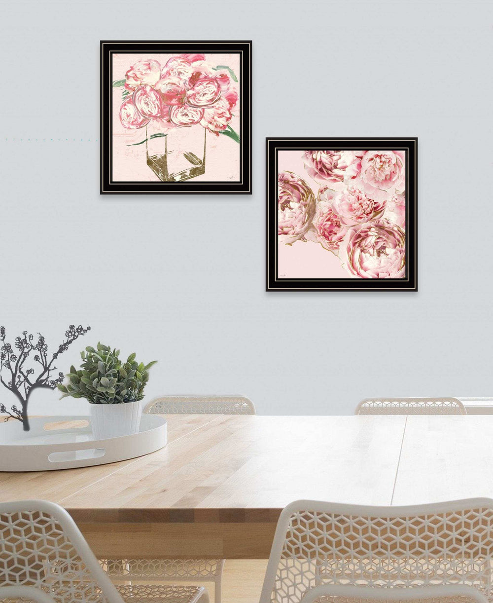 Set Of Two The Peonies 1 Black Framed Print Wall Art - Homeroots - Flyclothing LLC