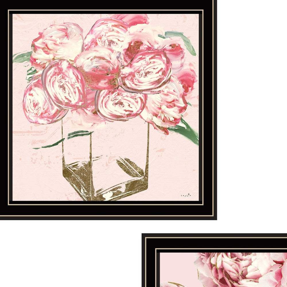 Set Of Two The Peonies 1 Black Framed Print Wall Art - Homeroots - Flyclothing LLC