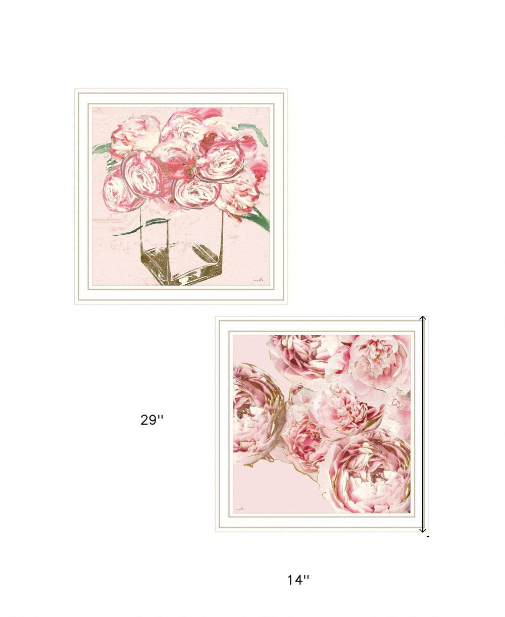 Set Of Two The Peonies 2 White Framed Print Wall Art - Homeroots - Flyclothing LLC