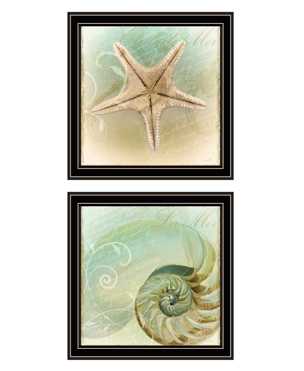 Set Of Two The Sea I and Sea II 1 Black Framed Print Wall Art - Homeroots