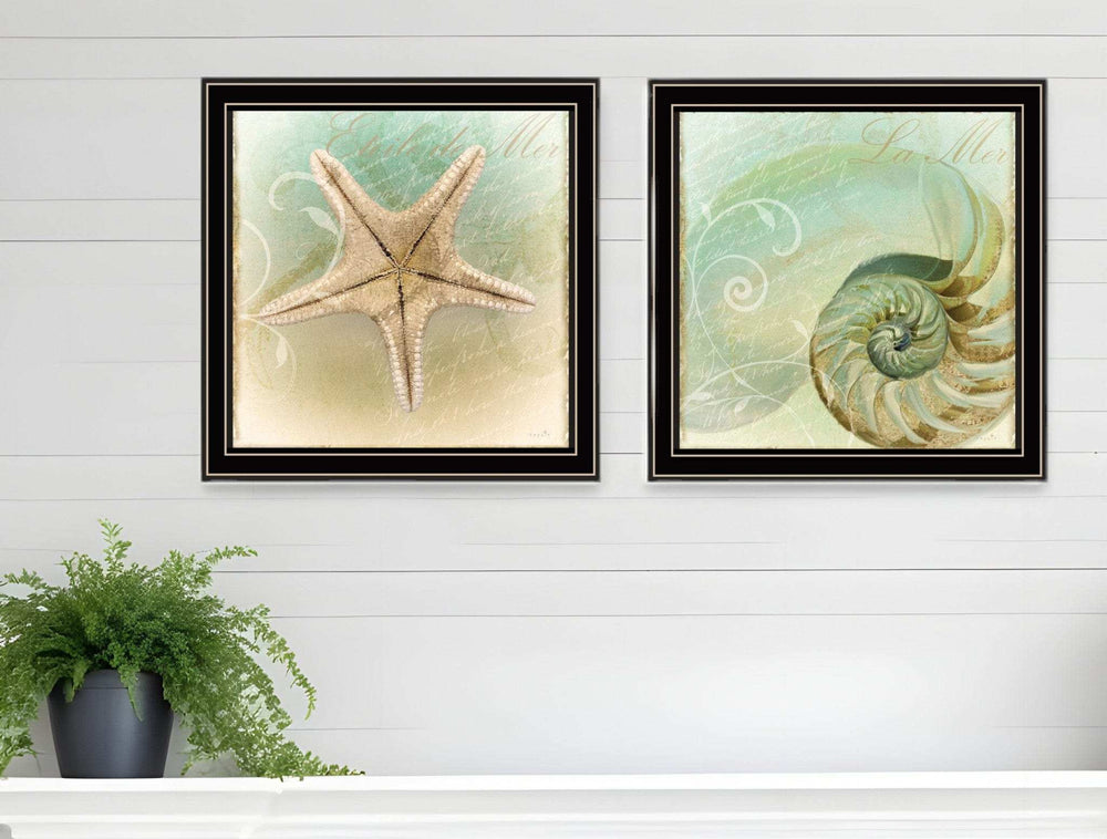 Set Of Two The Sea I and Sea II 1 Black Framed Print Wall Art - Homeroots - Flyclothing LLC