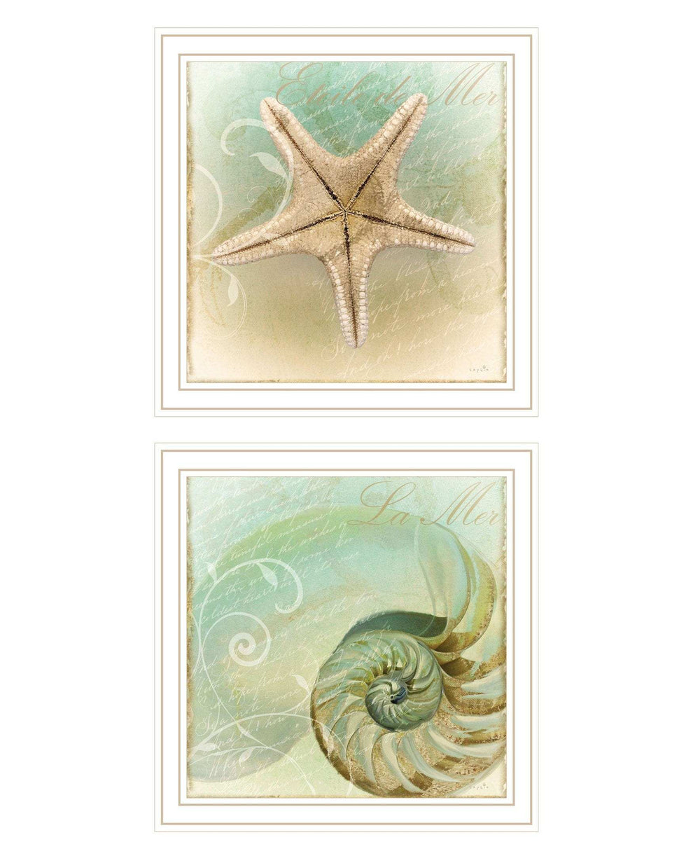 Set Of Two The Sea I and Sea II 2 White Framed Print Wall Art - Homeroots - Flyclothing LLC