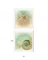 Set Of Two The Sea I and Sea II 2 White Framed Print Wall Art - Homeroots - Flyclothing LLC