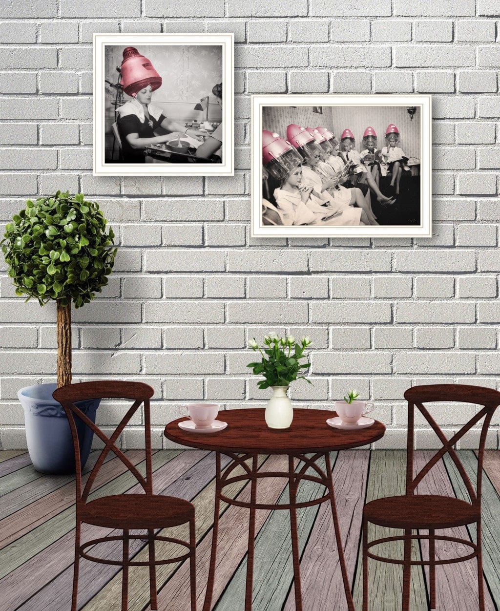 Set Of Two The Salon White Framed Print Wall Art - Homeroots