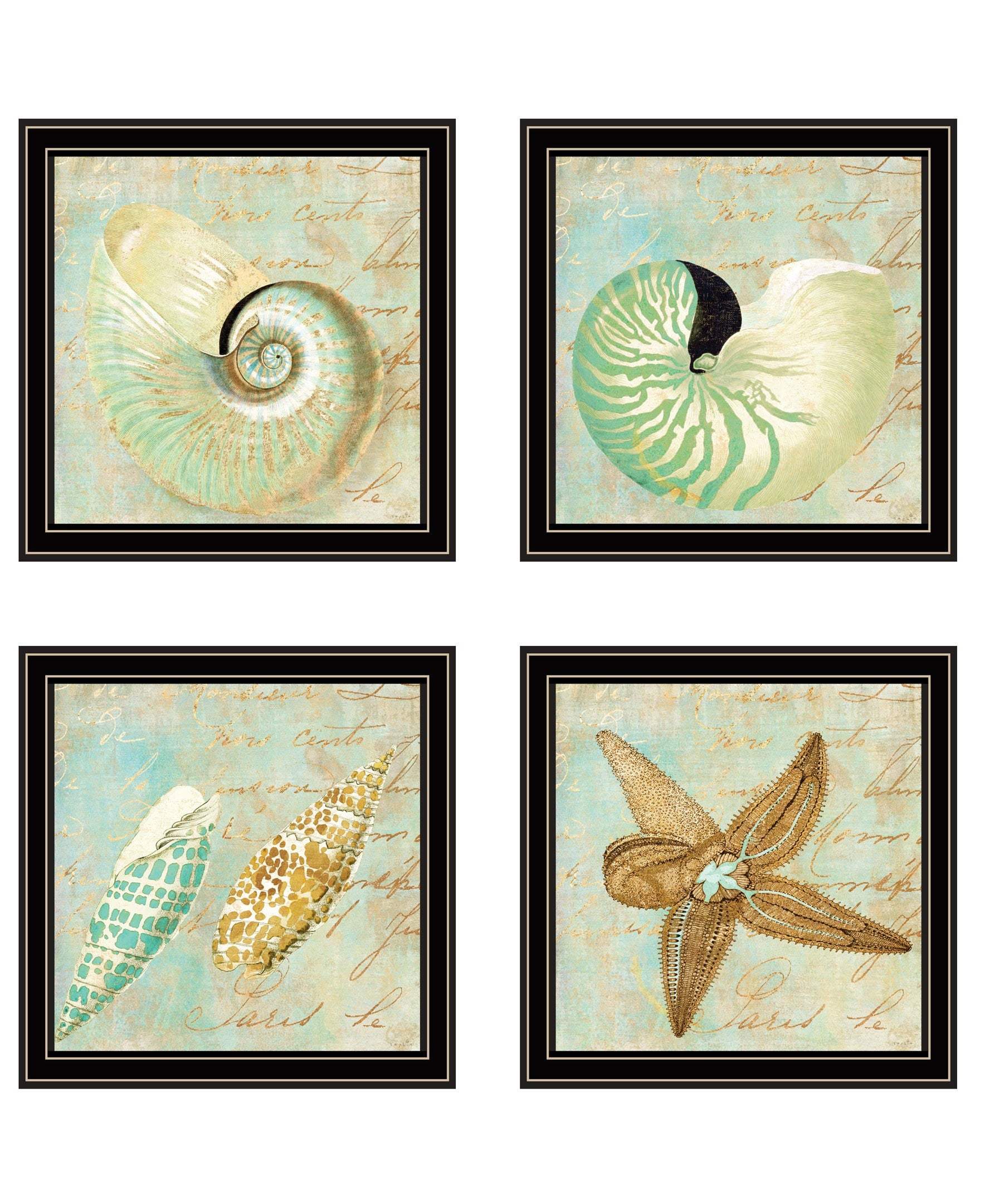 Set Of Four Ocean 1 Black Framed Print Wall Art - Homeroots - Flyclothing LLC