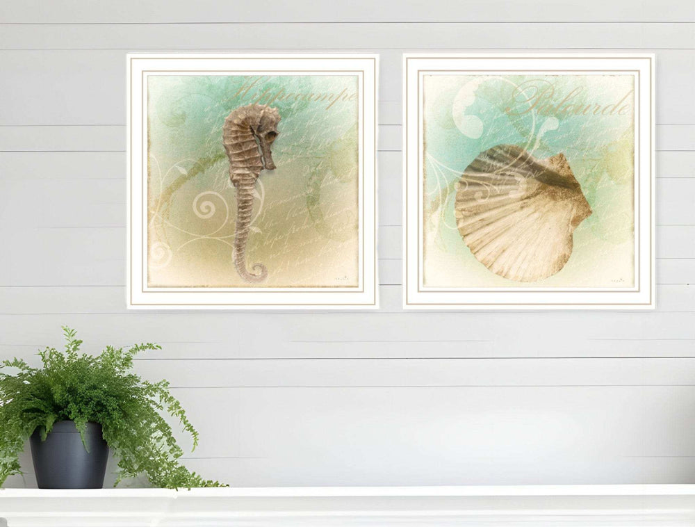 Set Of Two The Sea III and Sea IV 2 White Framed Print Wall Art - Homeroots - Flyclothing LLC