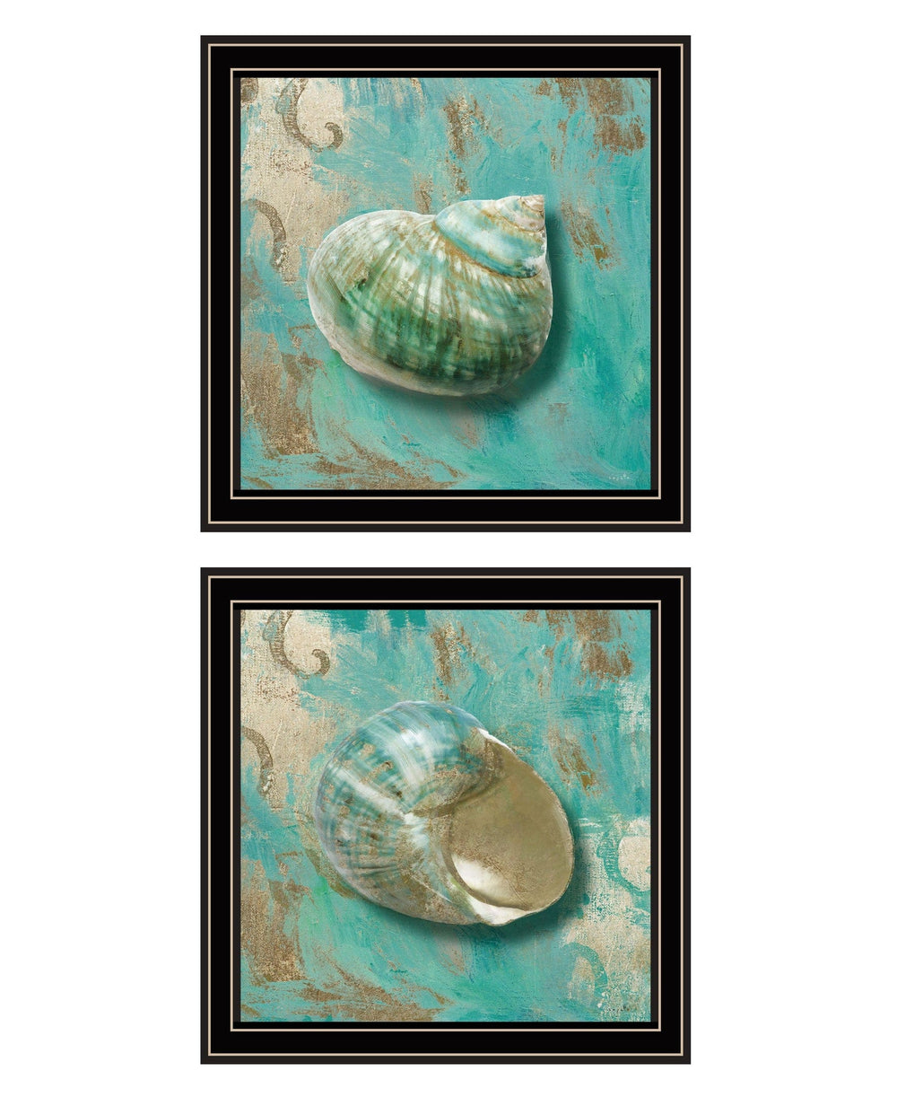 Set Of Two Azurica I and Sea II 1 Black Framed Print Wall Art - Homeroots