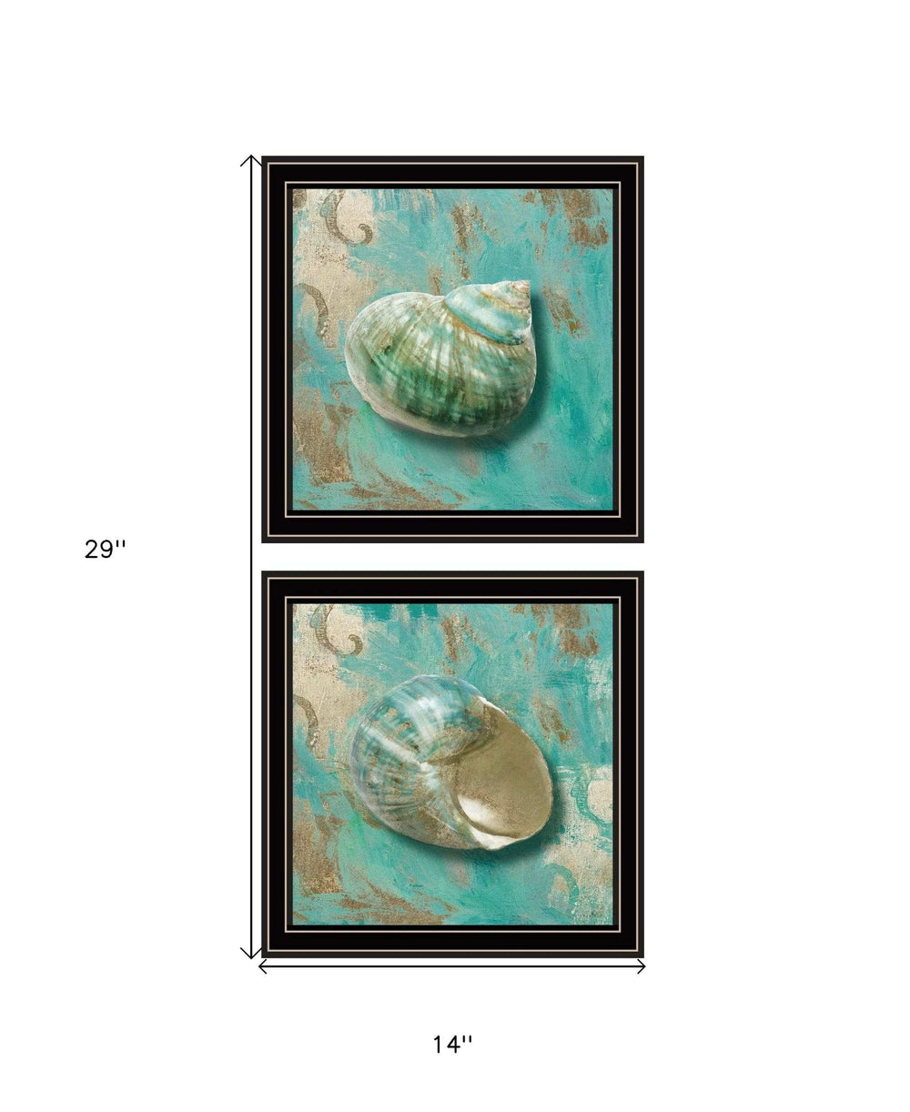 Set Of Two Azurica I and Sea II 1 Black Framed Print Wall Art - Homeroots - Flyclothing LLC