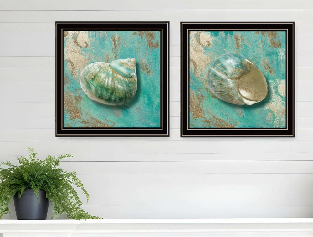 Set Of Two Azurica I and Sea II 1 Black Framed Print Wall Art - Homeroots - Flyclothing LLC