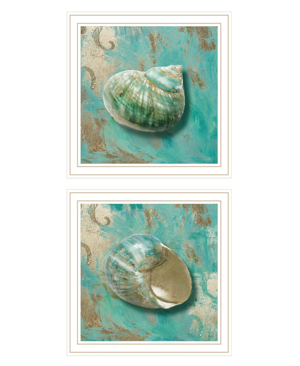 Set Of Two Azurica I and Sea II 2 White Framed Print Wall Art - Homeroots