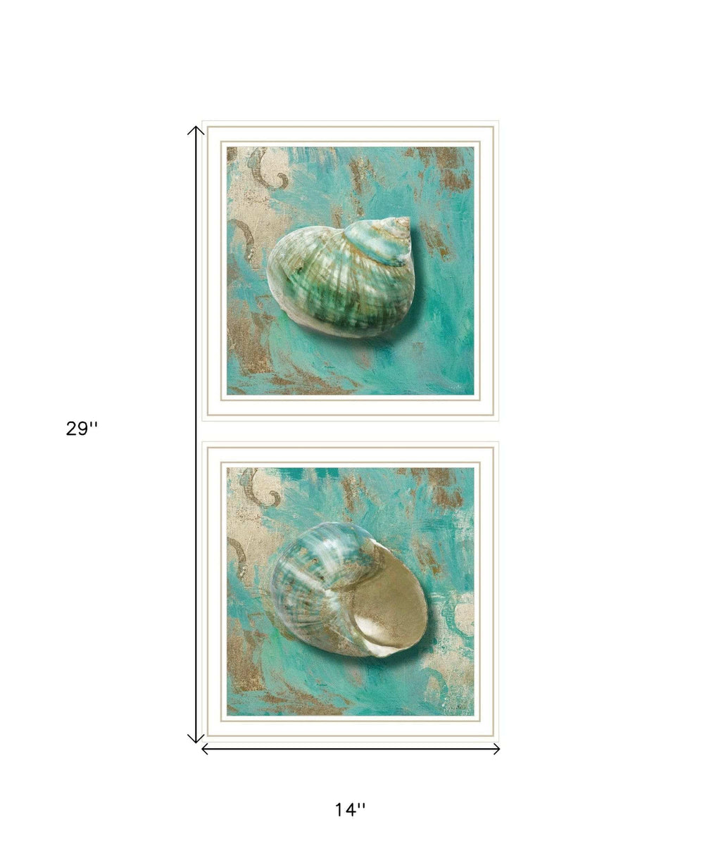 Set Of Two Azurica I and Sea II 2 White Framed Print Wall Art - Homeroots - Flyclothing LLC