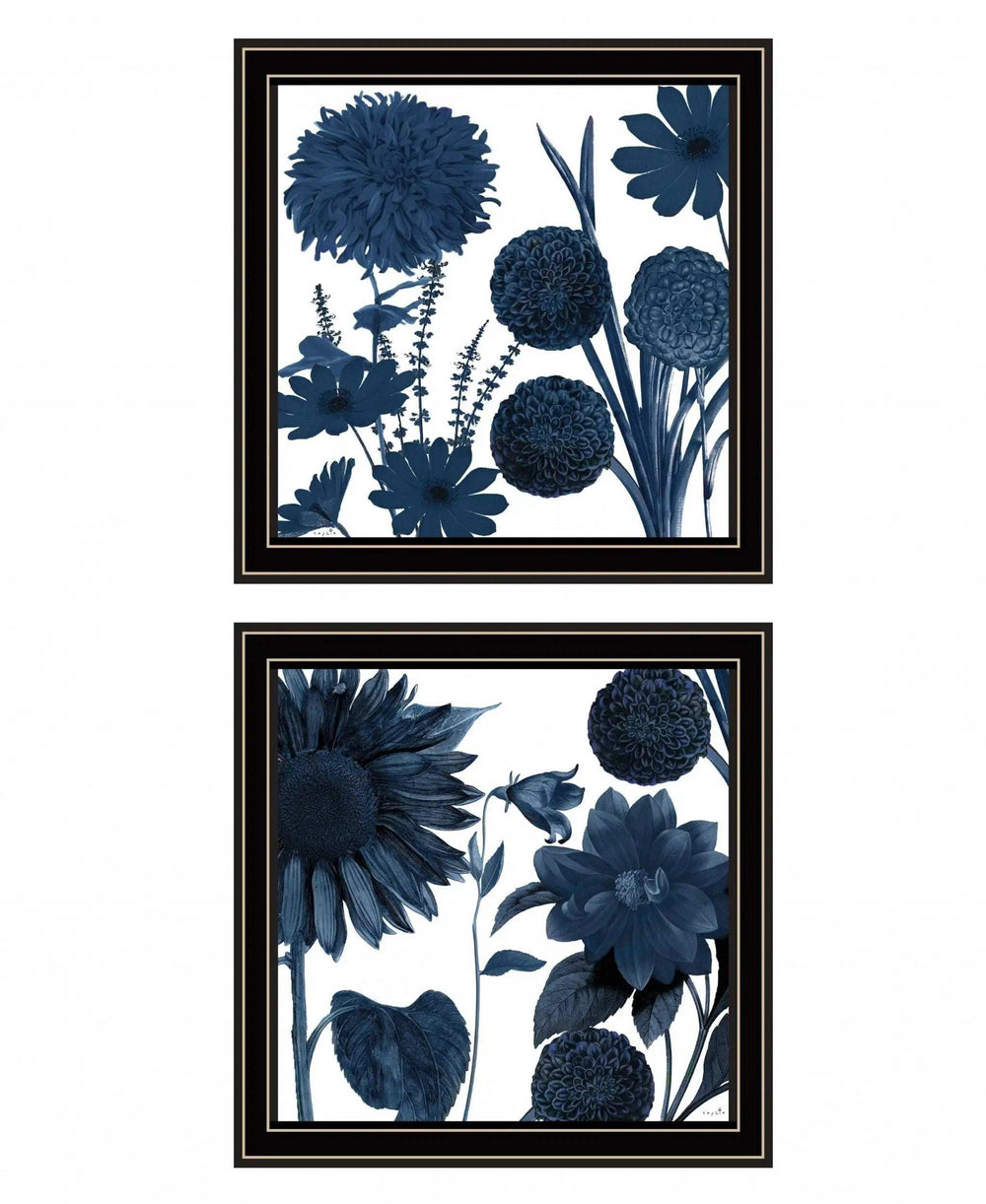 Set Of Two Sunflower Blues 1 Black Framed Print Wall Art - Homeroots - Flyclothing LLC