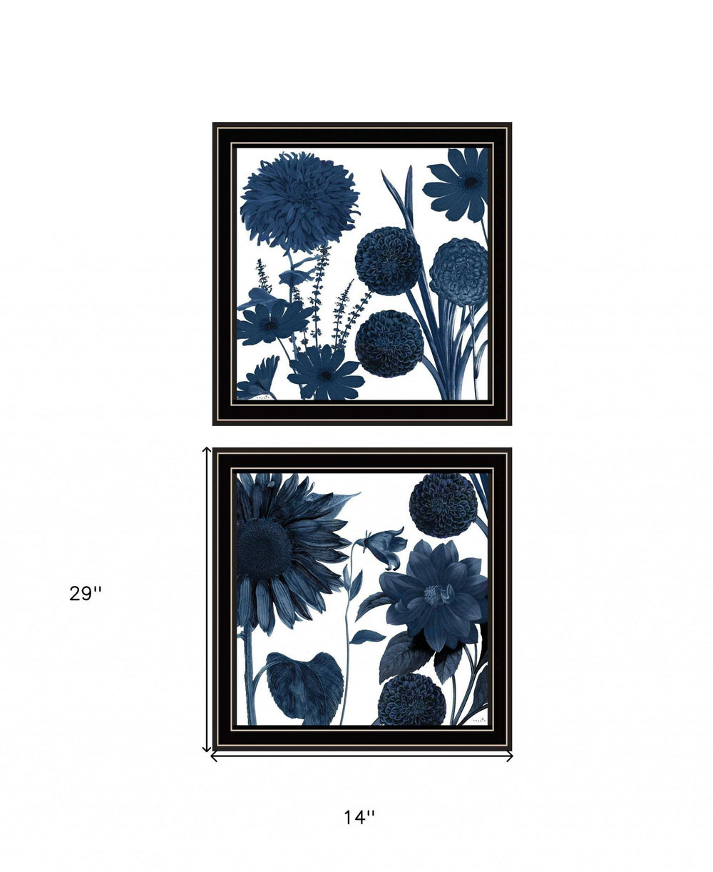 Set Of Two Sunflower Blues 1 Black Framed Print Wall Art - Homeroots - Flyclothing LLC