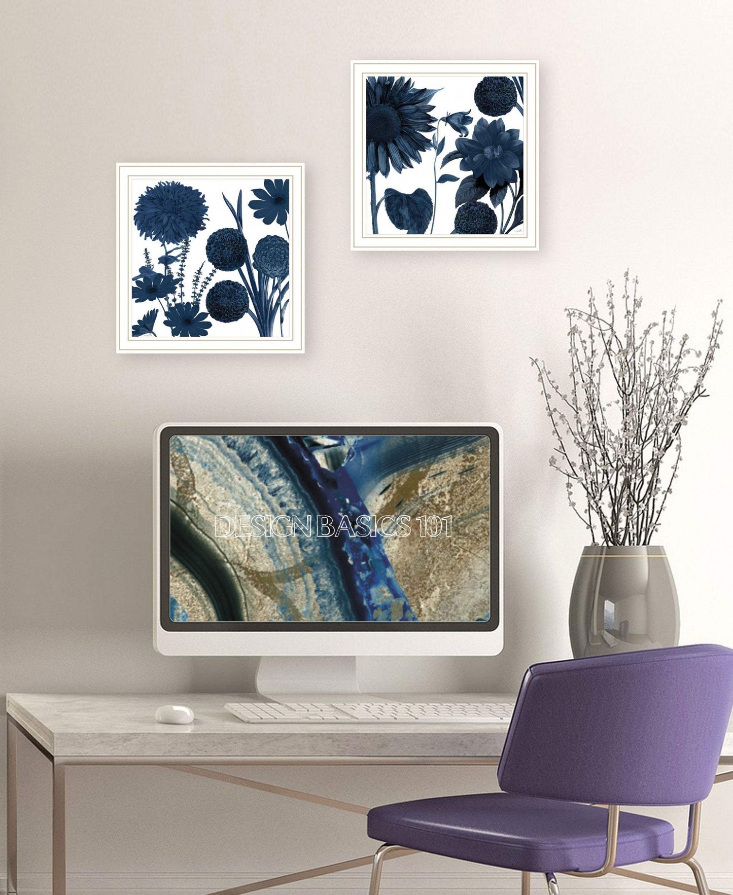 Set Of Two Sunflower Blues 2 White Framed Print Wall Art - Homeroots - Flyclothing LLC