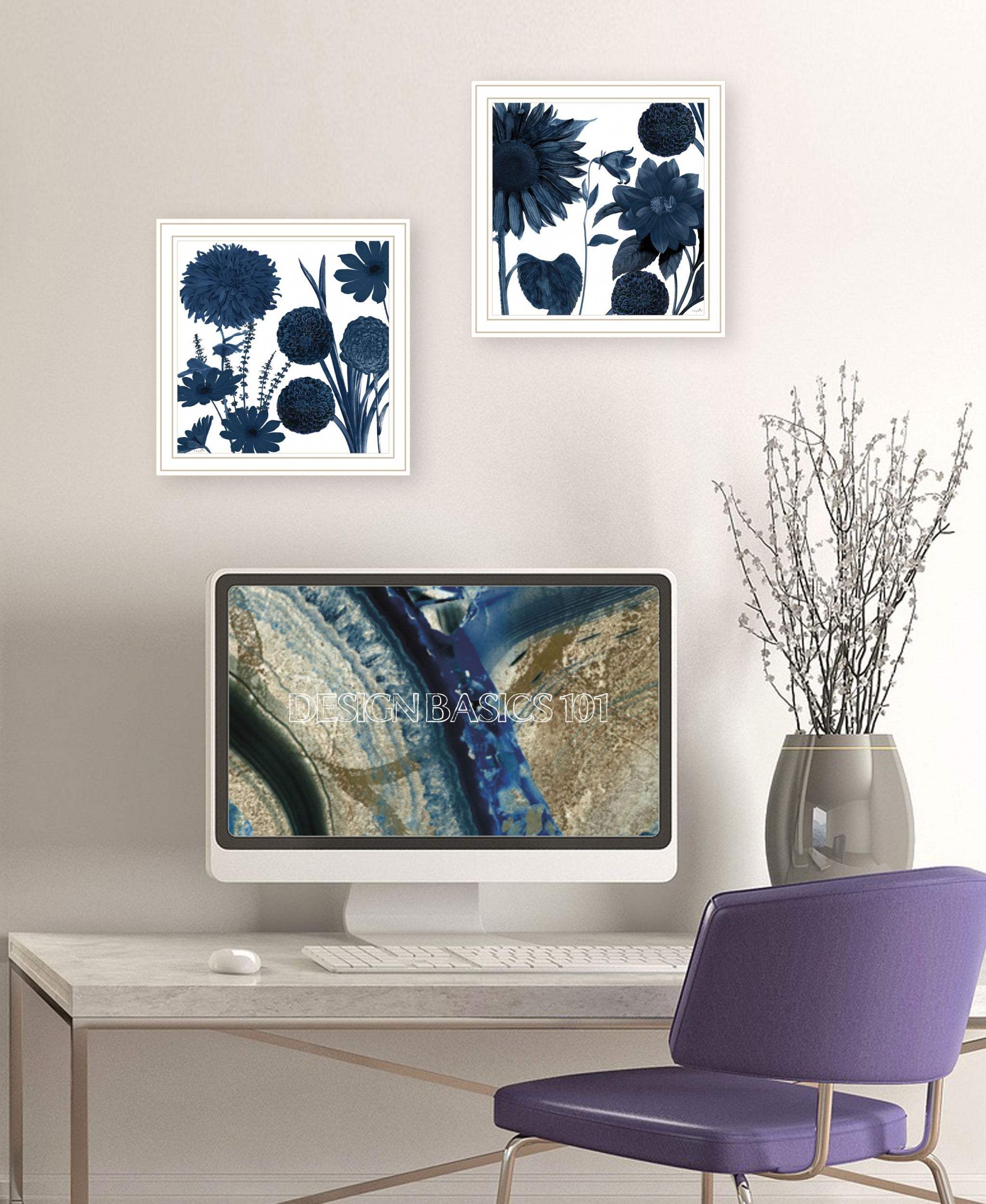 Set Of Two Sunflower Blues 2 White Framed Print Wall Art - Homeroots - Flyclothing LLC