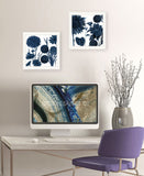 Set Of Two Sunflower Blues 2 White Framed Print Wall Art - Homeroots