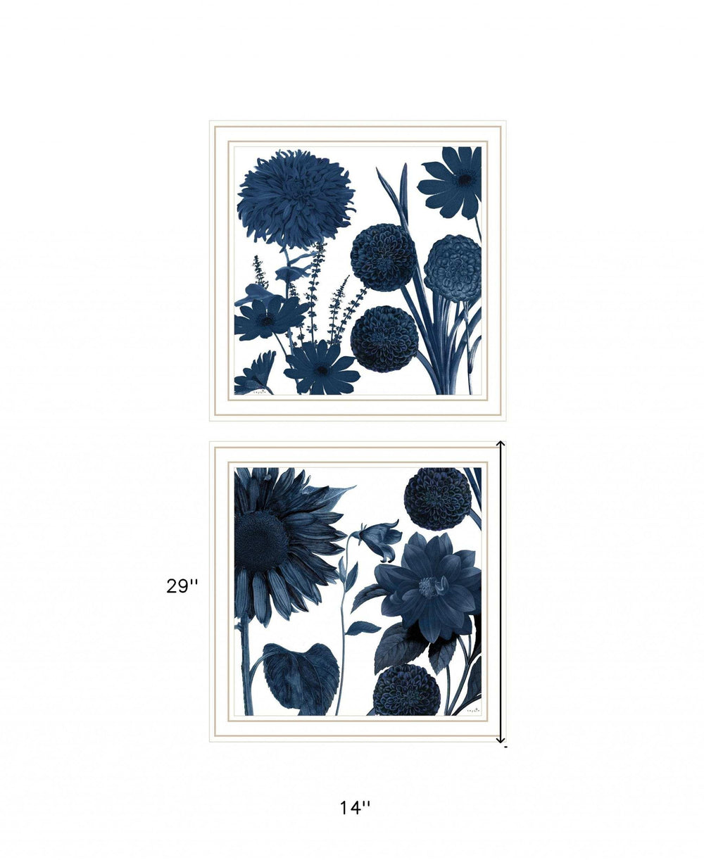 Set Of Two Sunflower Blues 2 White Framed Print Wall Art - Homeroots - Flyclothing LLC