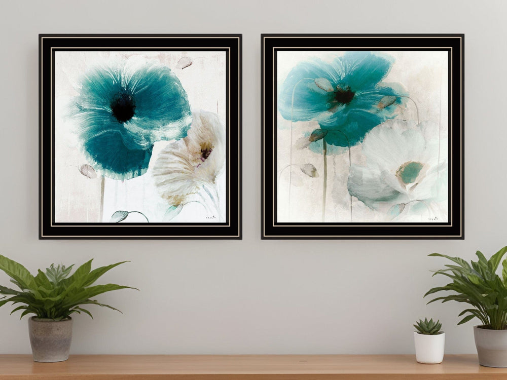 Set Of Two Poppy 1 Black Framed Print Wall Art - Homeroots