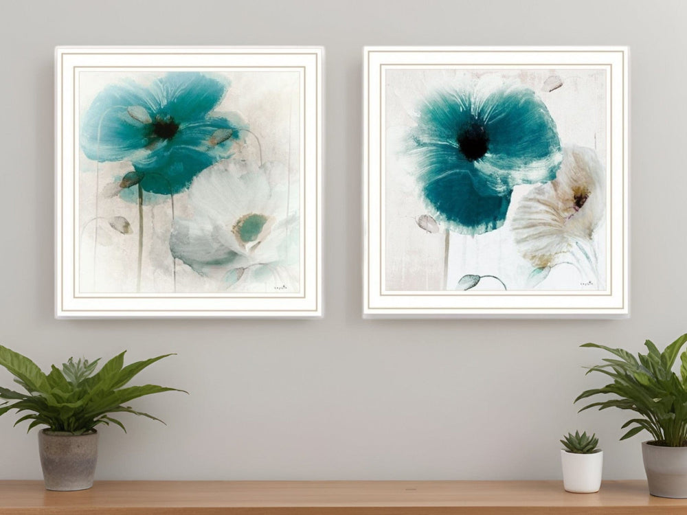 Set Of Two Poppy 2 White Framed Print Wall Art - Homeroots