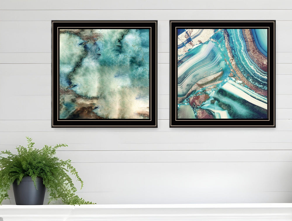 Set Of Two Earth tones I and Sea II 1 Black Framed Print Wall Art - Homeroots