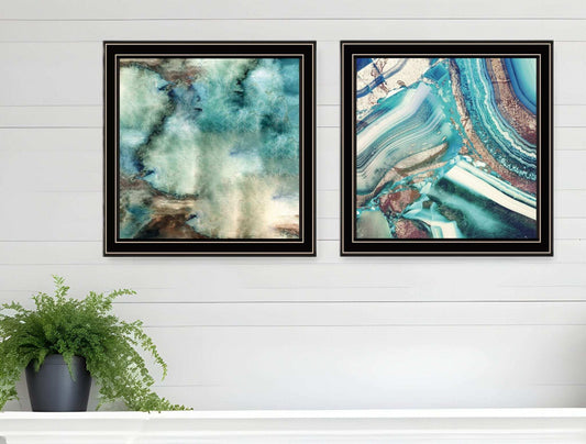 Set Of Two Earth tones I and Sea II 1 Black Framed Print Wall Art - Homeroots - Flyclothing LLC