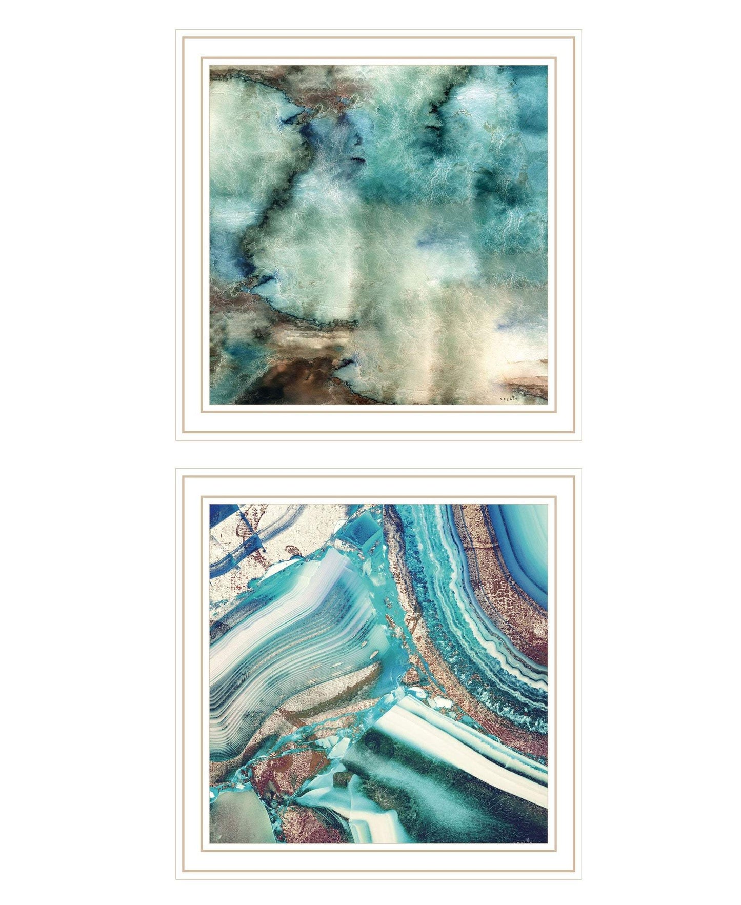 Set Of Two Earth tones I and Sea II 2 White Framed Print Wall Art - Homeroots - Flyclothing LLC